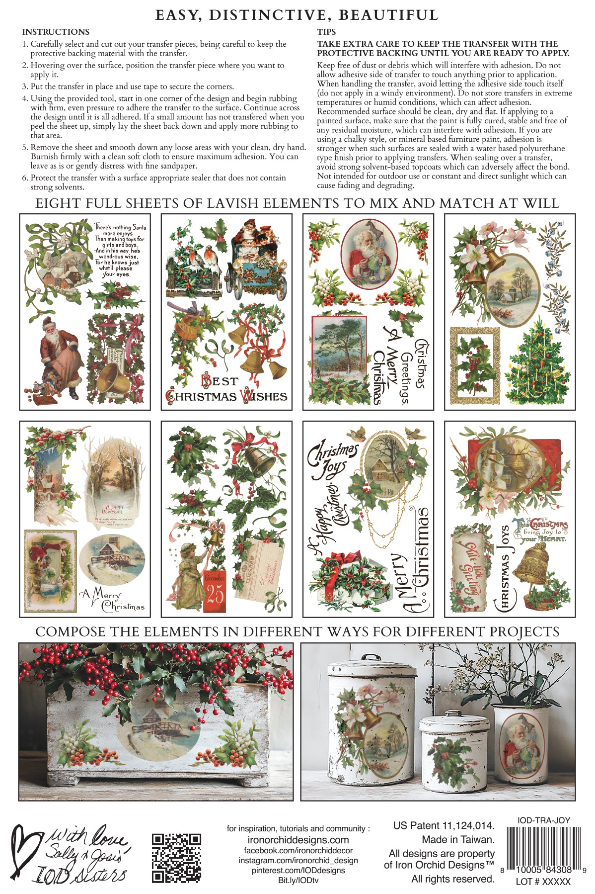 IOD Christmas Joy Rub On Transfer 8' x 12" Pad Holiday 2025