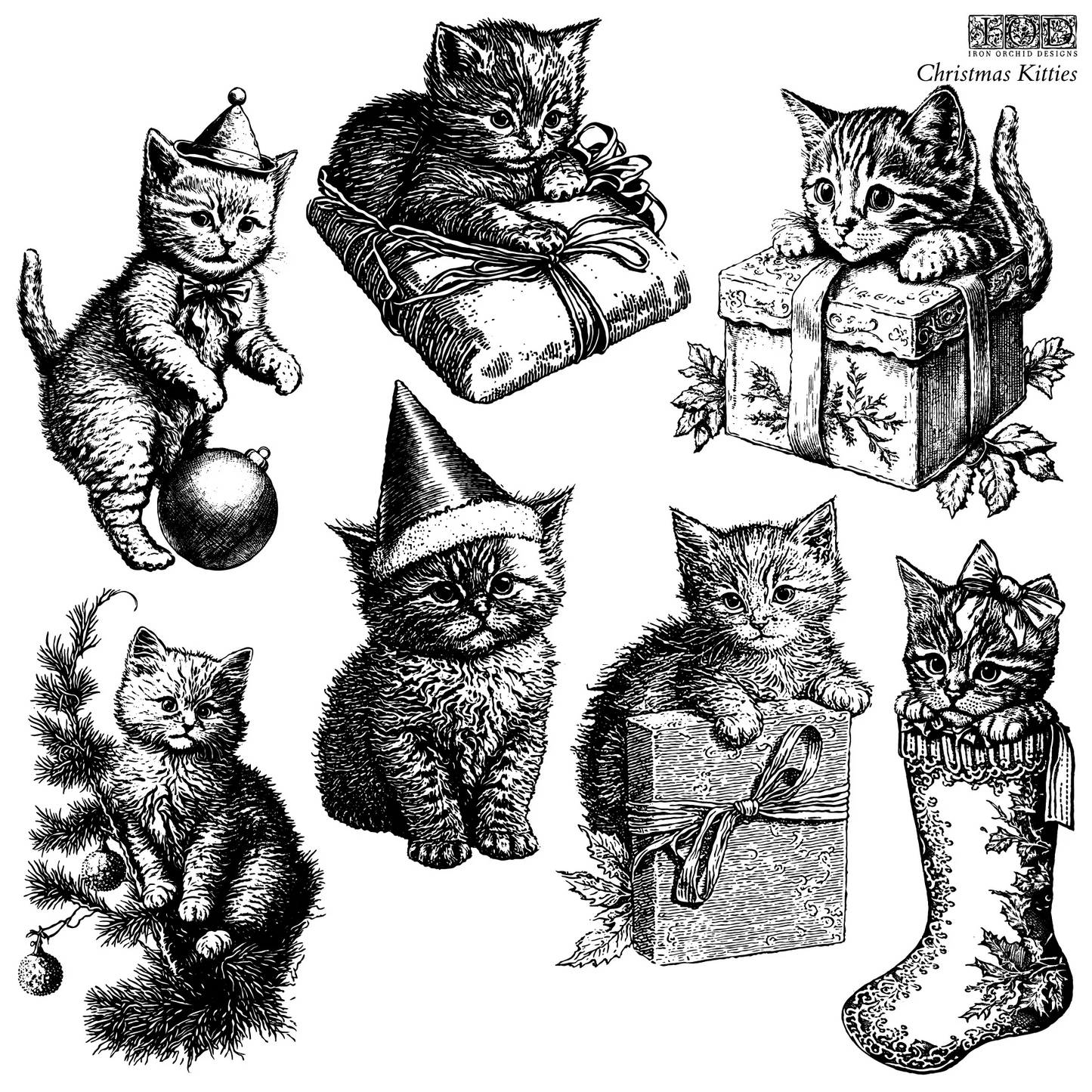 Christmas Kitties 12x12 IOD Stamp™
