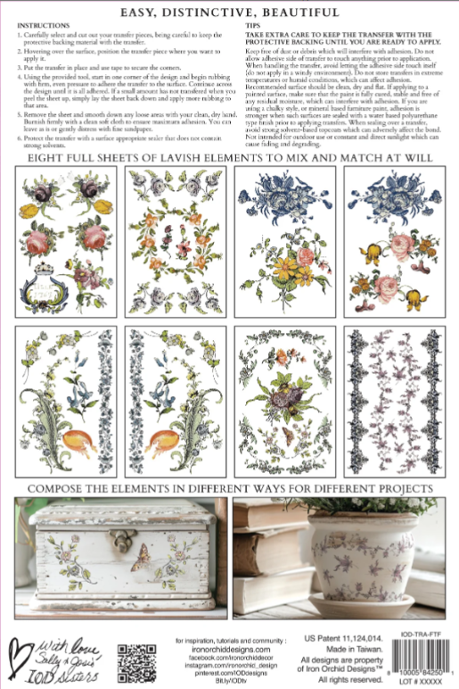 Fairytale Florals Decor Transfer™ by IOD (Pad of 8 - 8"x12" sheets)