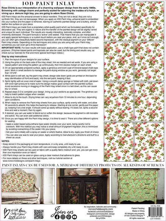 Rose Chintz IOD Paint Inlay 12x16 Pad™