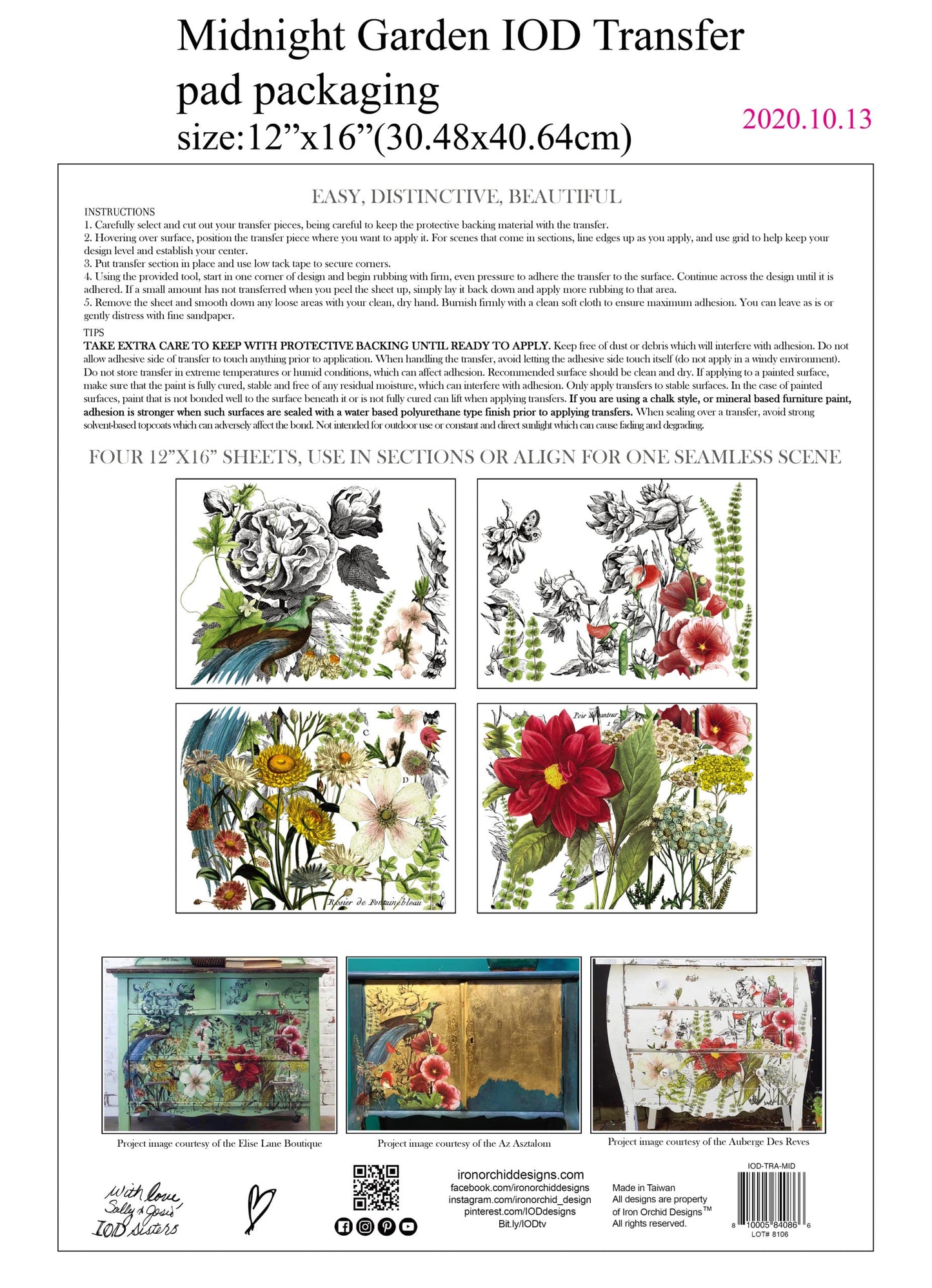 Midnight Garden IOD Transfer 12x16 Pad™