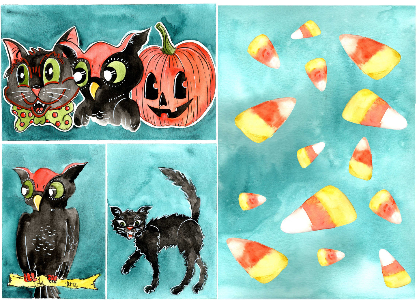 Retro Halloween Decoupage Paper by Roycycled Treasures
