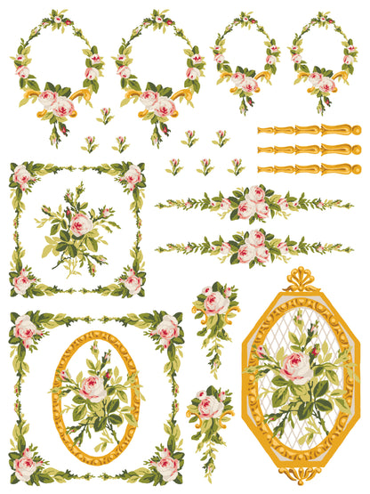 Petite Fleur Pink IOD Paint Inlay 12x16 Pad