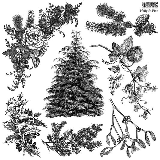 IOD Holly & Pine 12" x 12" Stamp Holiday 2025