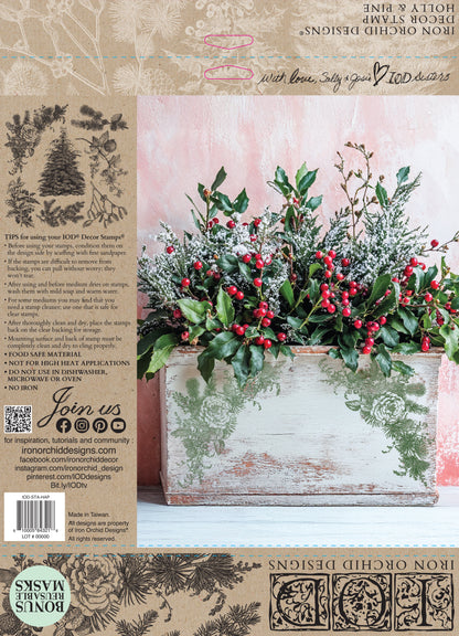 IOD Holly & Pine 12" x 12" Stamp Holiday 2025