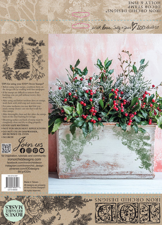 IOD Holly & Pine 12" x 12" Stamp Holiday 2025
