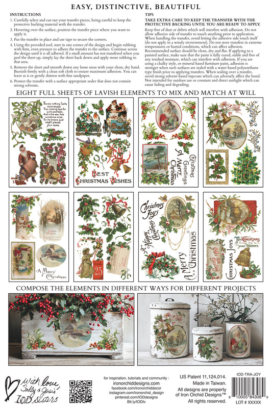 IOD Christmas Joy Rub On Transfer 8' x 12" Pad Holiday 2025