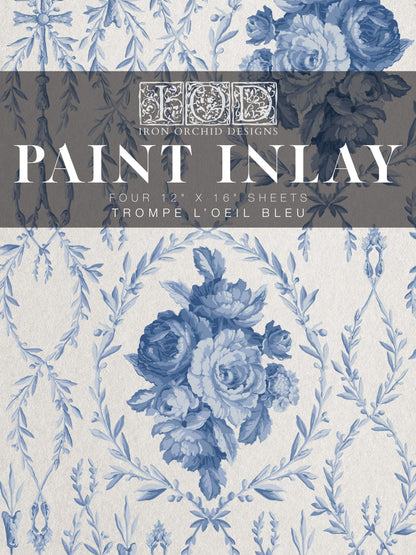 Trompe l’oeil Bleu IOD Paint Inlay 12x16 Pad™