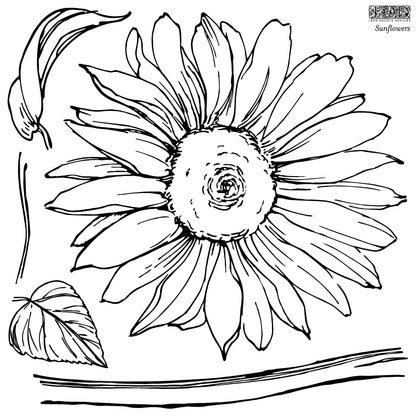 Sunflowers Clear Silicone Stamp by Iron Orchid Designs.  12" x 12" two-sheet set.