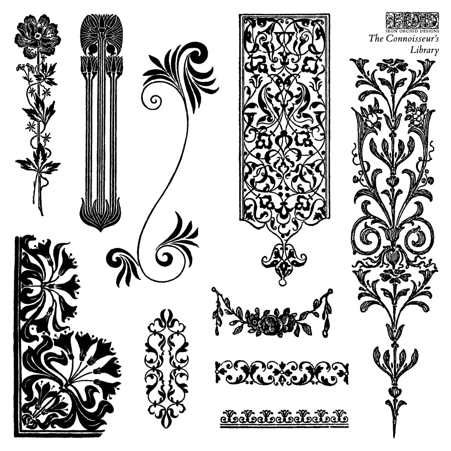 The Connoisseur's Library 6x6 IOD Stamp - Iron Orchid Designs