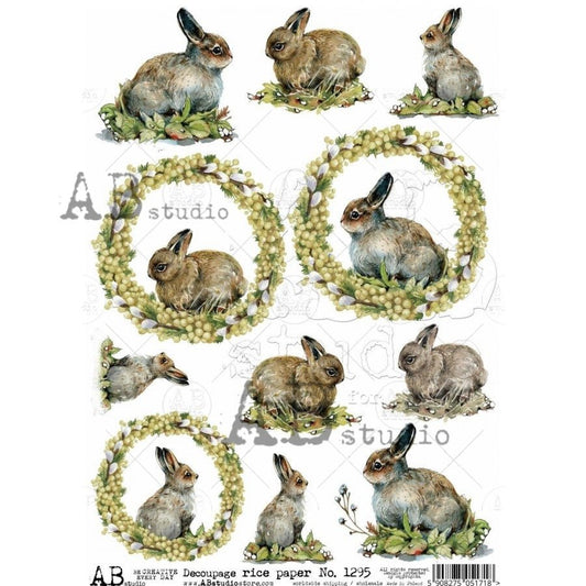 Cottontail Medallions Decoupage Rice Paper A4