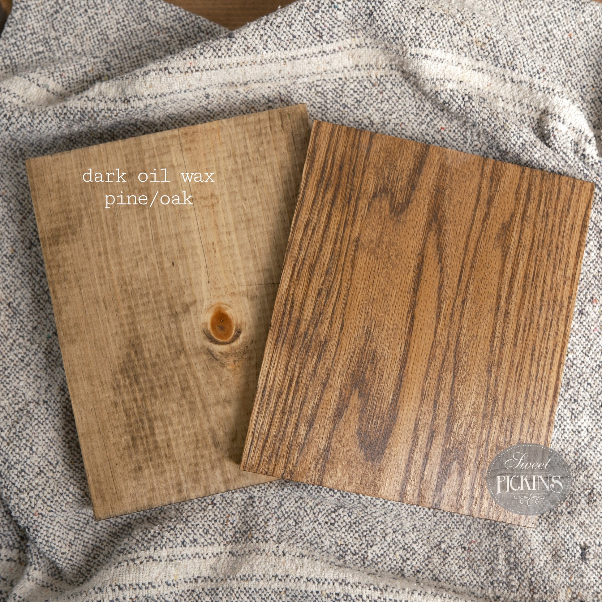 Sweet Pickins Dark Oil Wax finish on pine and oak
